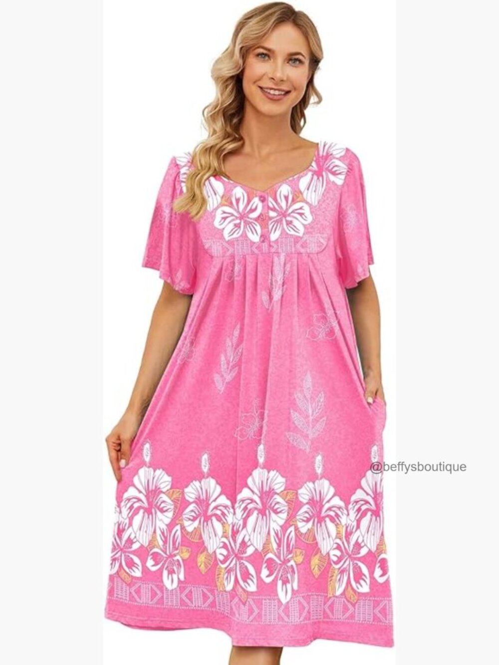 House Dress With Pockets Moo Moo Nightgown Lounge Dress S-5xl